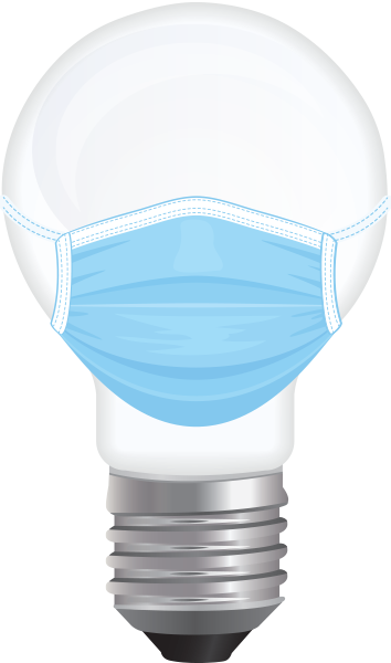 Bulb icon with protective mask
